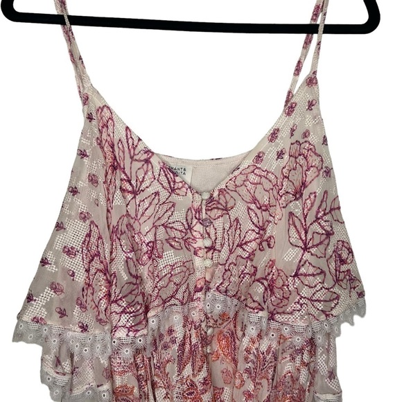 Hemant & Nandita Suki sleeveless mini dress ruffle pink size XL coquette prairie - Picture 5 of 15